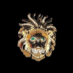 Rhinestone Lion Brooch
